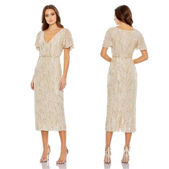 Mac Duggal Plunging Neck Midi Dress size 4 NWT $498 - Picture 2 of 6